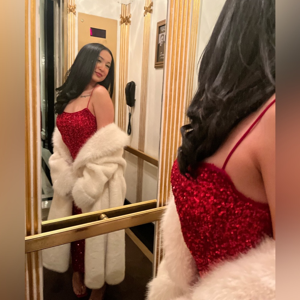 Solid Open Front Belted Fuzzy Coat - image 2